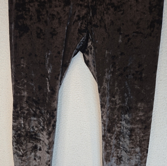 MeMoi Leggings Womens Sz M-L Black Crushed Velvet Stretch Comfort Dress it Up - Picture 3 of 9